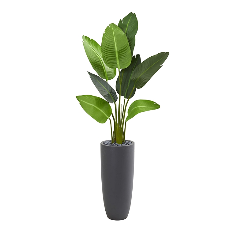 Nearly Natural 5.5ft. Travelers Palm Artificial Tree In Gray Planter In Green