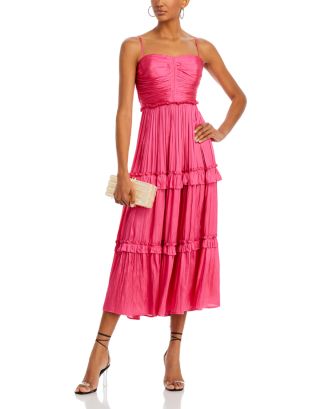 aqua ruched midi dress Aqua Sleeveless Round Neck Midi Dress Medium