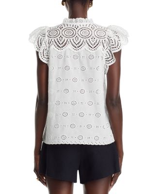 Eyelet Flutter Sleeve Top - Exclusive