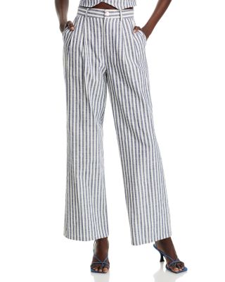 AQUA - Stripe Pleated Wide Leg Pants - Exclusive