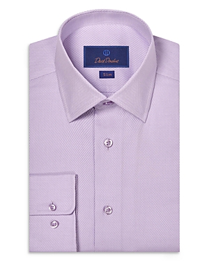 Shop David Donahue Micro Dobby Slim Fit Dress Shirt In Lilac