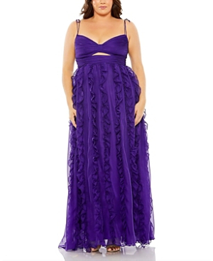 Shop Mac Duggal Keyhole Detail Chiffon Sleeveless Gown In Ultra Violet