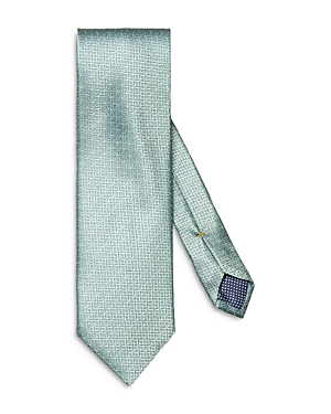 Shop Eton Geometric Silk Classic Tie In Light Green