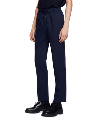 Sandro Alpha Cotton Blend Straight Leg Drawstring Pants