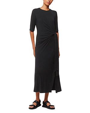 Shop Whistles Twist Front Jersey Dress In Black