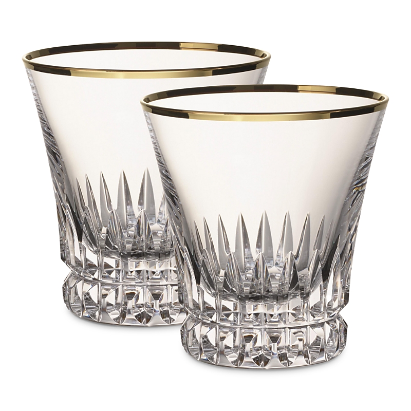 Villeroy & Boch Grand Royal Gold-tone Old Fashioned Glasses, Pair Of 2 In Clear/gold