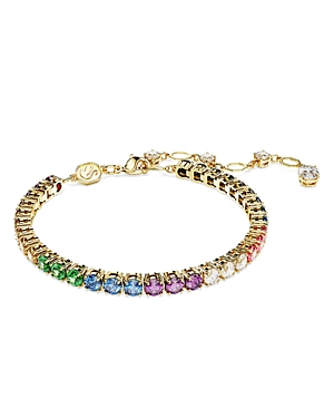 Swarovski Multicolored Round Cut Gold-tone Plated Matrix Bracelet In Gold/multi