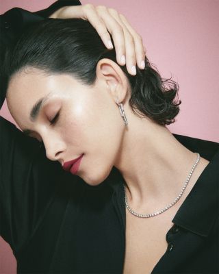 Diamond Link Drop Earrings in 14K White Gold, 1.10 tcw 