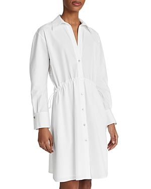 Shop Vince Cotton Drawcord Shirt Dress In Optic White