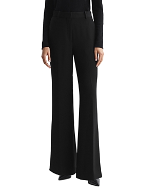 Reiss Womens Black Claude Pinched-seam Flared-leg High-rise Stretch-woven Trousers In Black