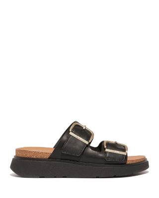 ★2023SS新作★ATT★Double strap slide FitFlop Women's GEN-FF Buckle Two Bar Leather Slides