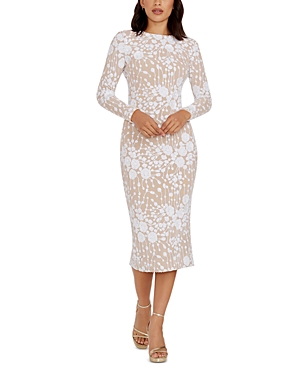 Shop Dress The Population Emery Fitted Dress In White-nude