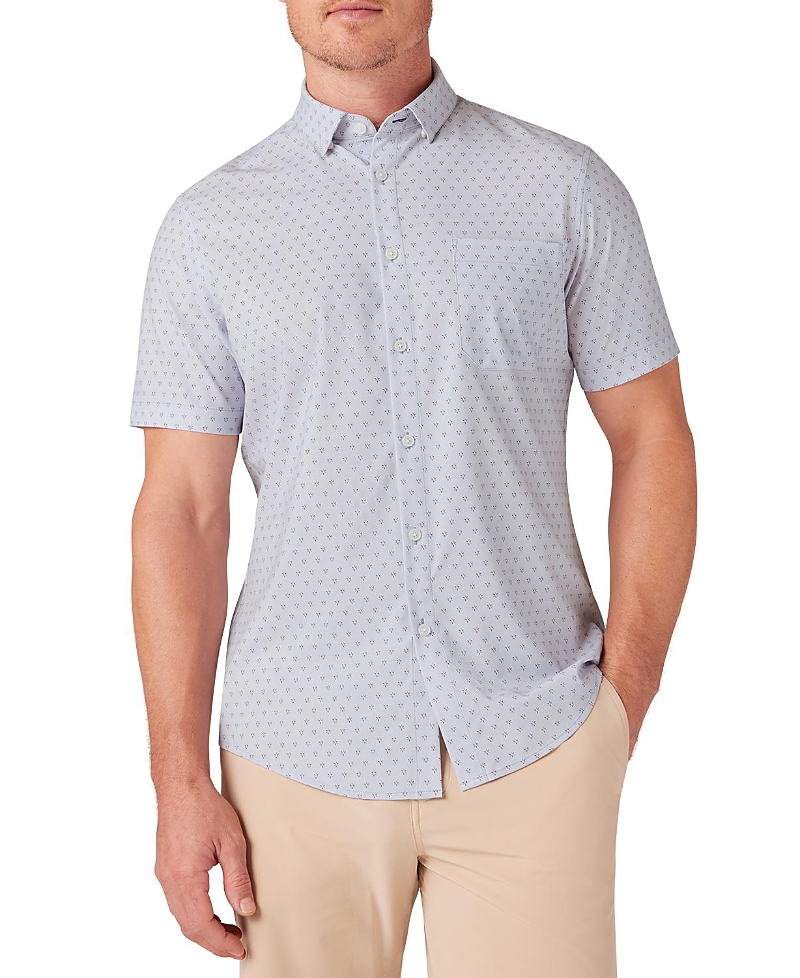 Mizzen + Main Leeward Trim Fit Short Sleeve Performance Button-up Shirt In Purple Star Print
