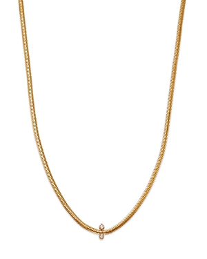 Zoe Chicco 14K Yellow Gold Mixed Prong Damond Snake Chain Necklace, 16