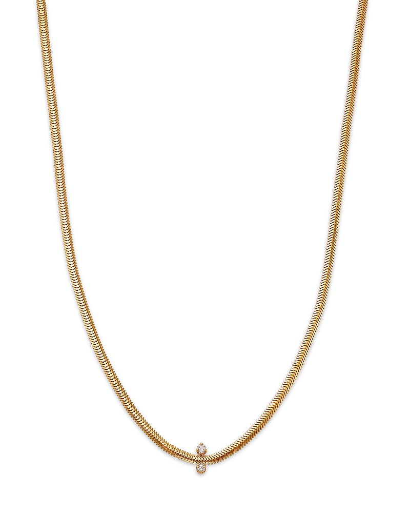Zoë Chicco 14k Yellow Gold Mixed Prong Damond Snake Chain Necklace, 16 In Gold