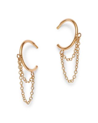 Zoë Chicco - 14K Yellow Gold Double Chain Thin Huggie Hoop Earrings