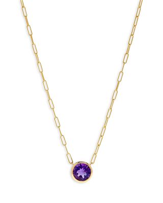Bloomingdale's Fine Collection Amethyst Pendant Necklace in 14K Yellow Gold