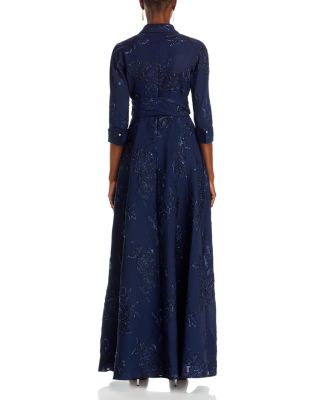 Metallic Jacquard Shirt Dress Gown