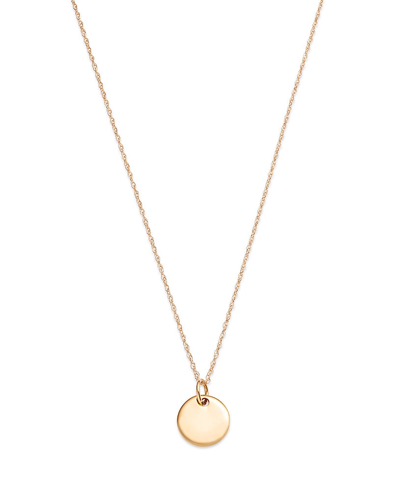 Bloomingdale's Mini Round Tag Pendant Necklace In 14k Yellow Gold, 18 In Gold