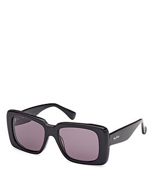 Shop Max Mara Grimpse3 Rectangular Sunglasses, 53mm In Black/smoke