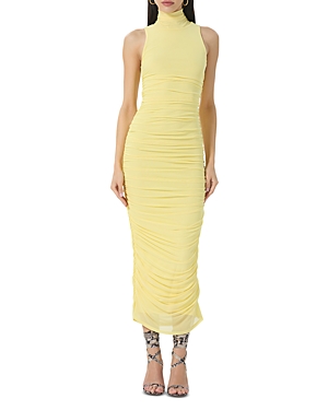 Shop Afrm Fiorella Ruched Mock Neck In Buttercup