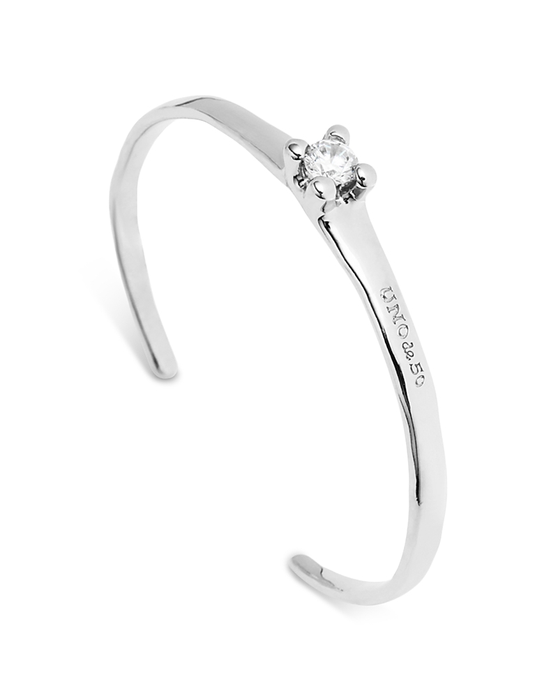 UNOde50 Sterling Silver-Plated Cuff Bracelet with Blue Cubic Zirconia