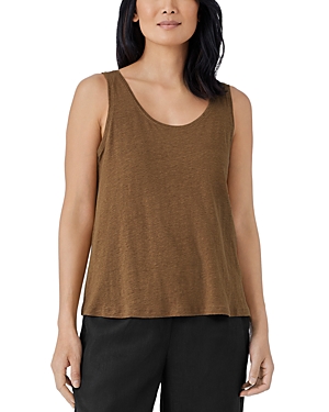 Eileen Fisher Womens Organic Linen Burnout Tank Top In Bronze