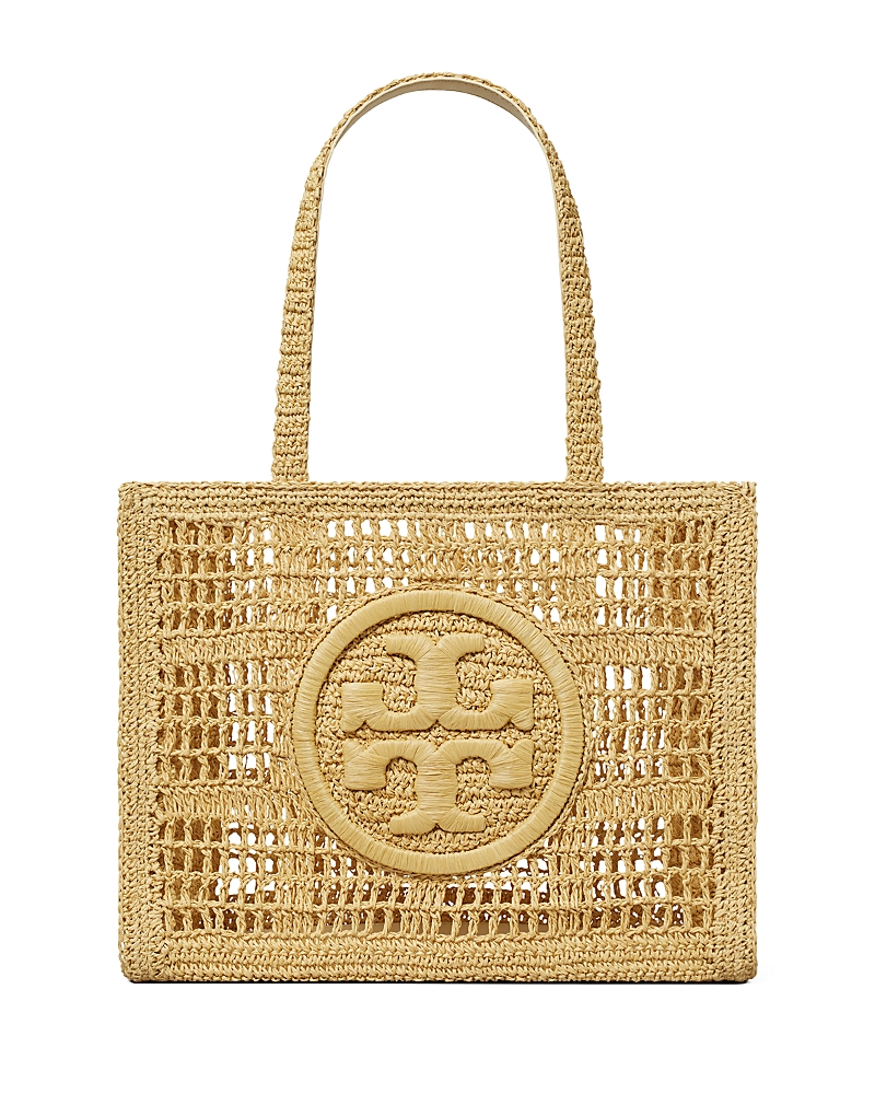 Tory Burch Logo Woven 'ella' Tote Bag In Natural