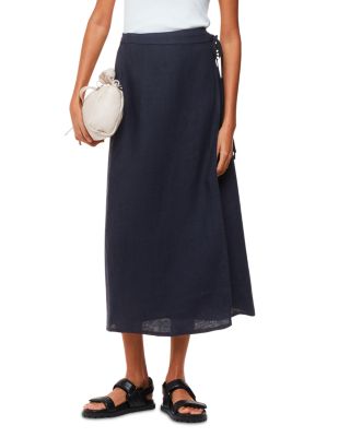 Linen Wrap Midi Skirt