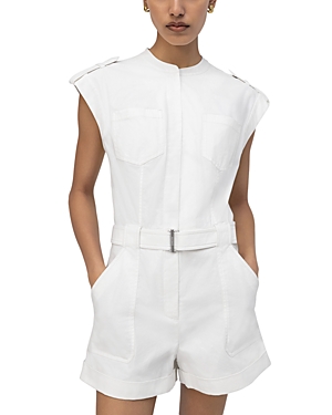 Simkhai Tinka Stretch Cotton Belted Romper In White