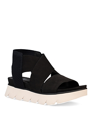 Shop Eileen Fisher Women's Strappy Platform Sandals In Black