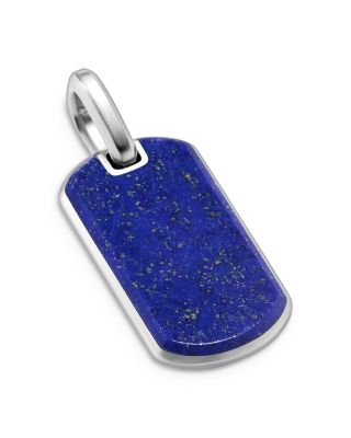 Men's Chevron Tag in Sterling Silver with Stone, 27mm