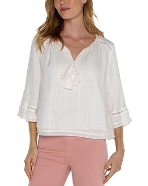 Shop Liverpool Los Angeles Shirred Blouse In Off White