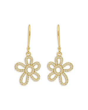 Shop Aqua Pave Open Flower Drop Earrings, 0.8l - 100% Exclusive In Gold/crystal