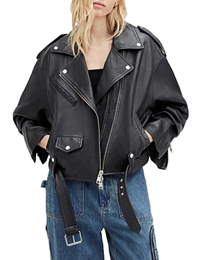 Shop Allsaints Dayle Leather Moto Jacket In Black