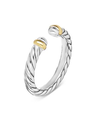 Sterling Silver & 14K Yellow Gold Petite Cable Flex Ring