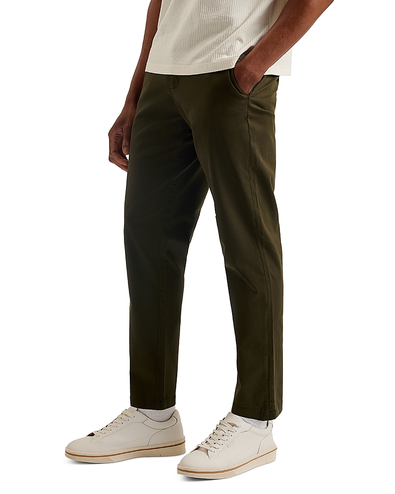 Ted Baker Regular Fit Textured Chinos In Brown