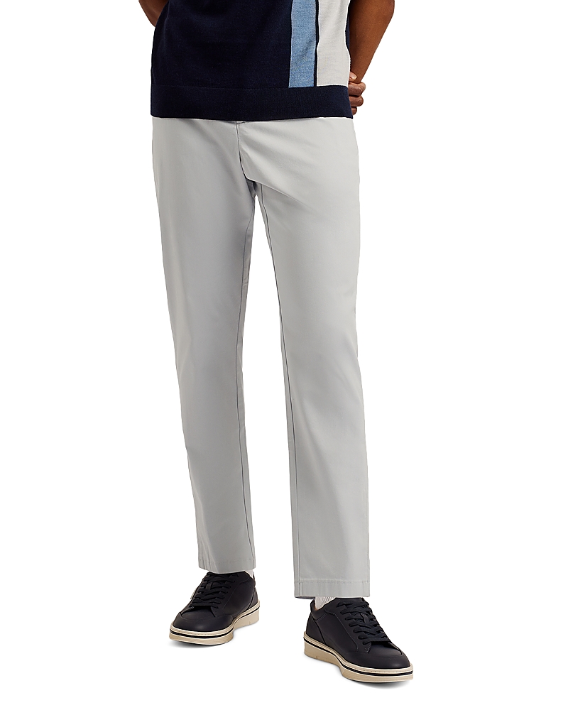 Ted Baker Regular Fit Textured Chinos In Gray