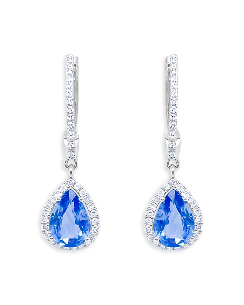 Meira T 14K White Gold Blue Sapphire & Diamond Huggie Hoop Earrings