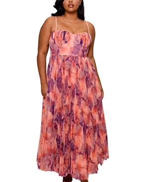 Shop Hutch Plus Size Amara Gown In Soft Peach/purple Stem Floral