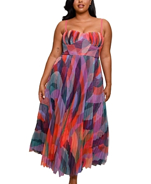 Shop Hutch Plus Size Amara Gown In Rainbow Waves