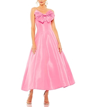 Shop Mac Duggal Bow Detailed Strapless Ballgown In Candy Pink