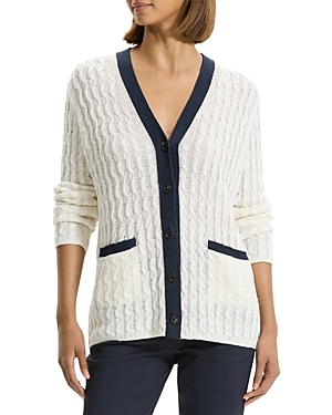 Theory Contrast Cable Knit Cardigan