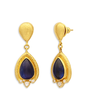 Gurhan 24K Yellow Gold Kyanite and Diamond Drop Earrings