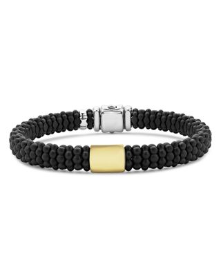 LAGOS - Men's 18K Yellow Gold & Sterling Silver Anthem Black Ceramic Caviar Station Bead Bracelet - Exclusive