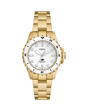 Shop Fossil Blue Dive Watch, 36mm In White/gold