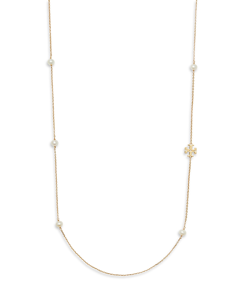 Tory Burch Kira Cultured Pearl & T Monogram Strand Necklace, 38