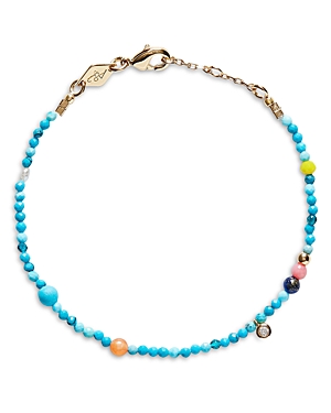 Shop Anni Lu Dotty Multi Gemstone Beaded Bracelet In Blue/multi