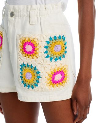 Embroidered Paperbag Shorts