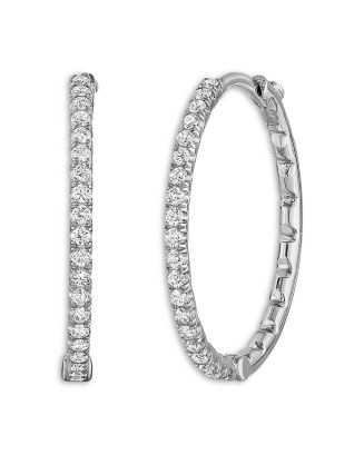 Roberto Coin 18K White Gold Diamond Hoops Diamond Hoop Earrings ...